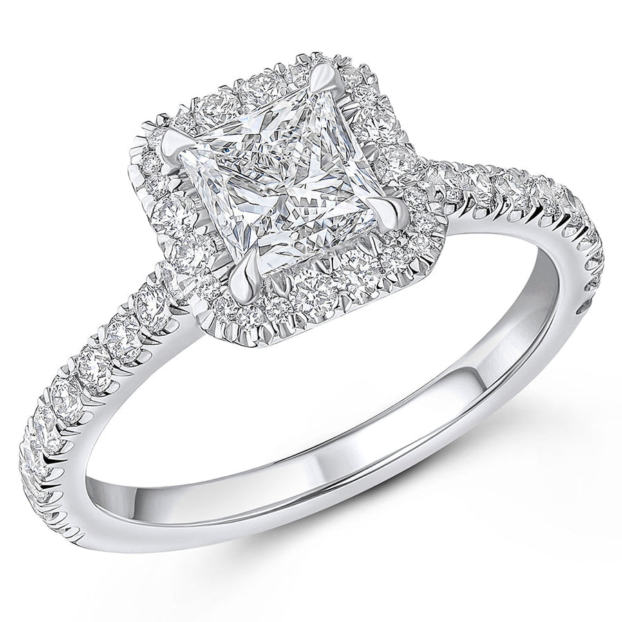 Oyster Halo Princess-Cut Engagement Ring, 1.0ct