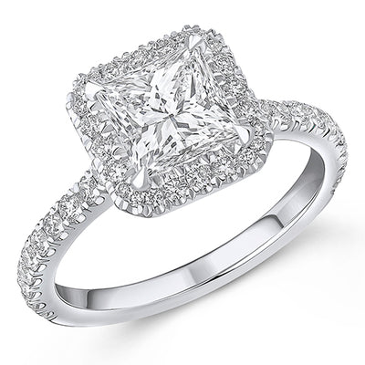 Oyster Halo Princess-Cut Engagement Ring, 1.5ct