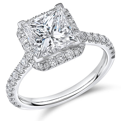 Oyster Halo Princess-Cut Engagement Ring, 2.5ct