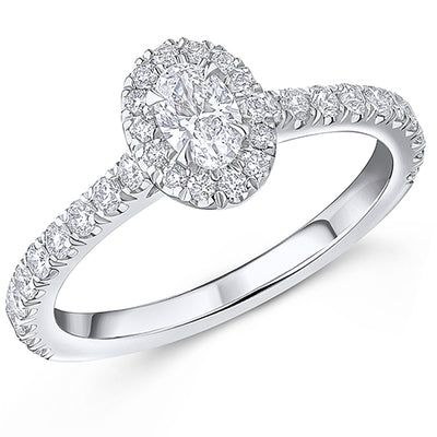 Oyster Halo Oval-Cut Engagement Ring, 0.25ct