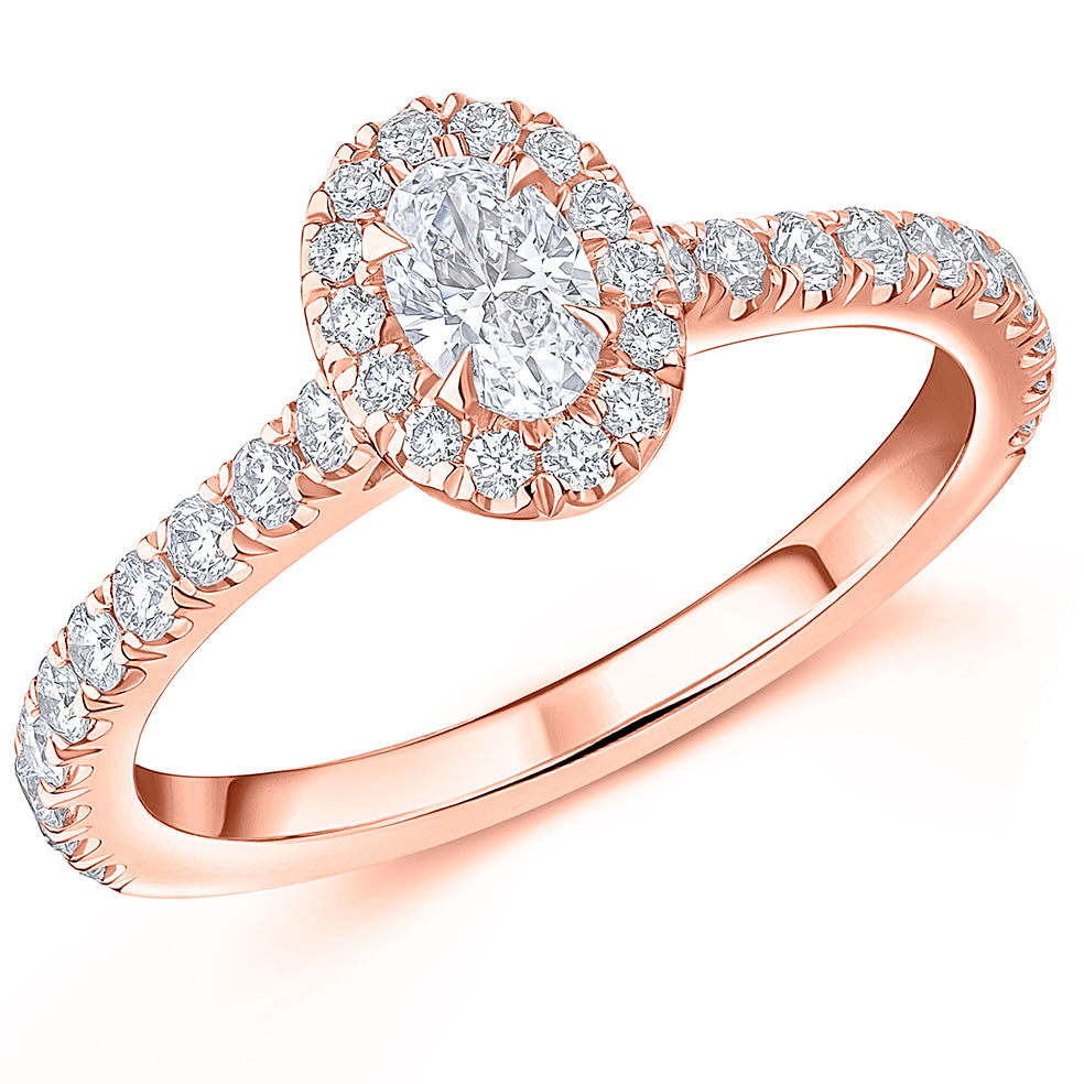 Oyster Halo Oval-Cut Engagement Ring, 0.25ct in Rose Gold