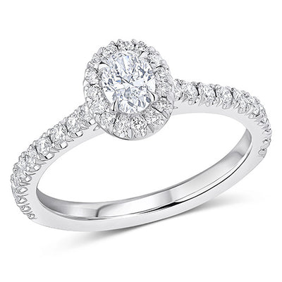 Oyster Halo Oval-Cut Engagement Ring, 0.33ct