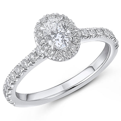 Oyster Halo Oval-Cut Engagement Ring, 0.4ct