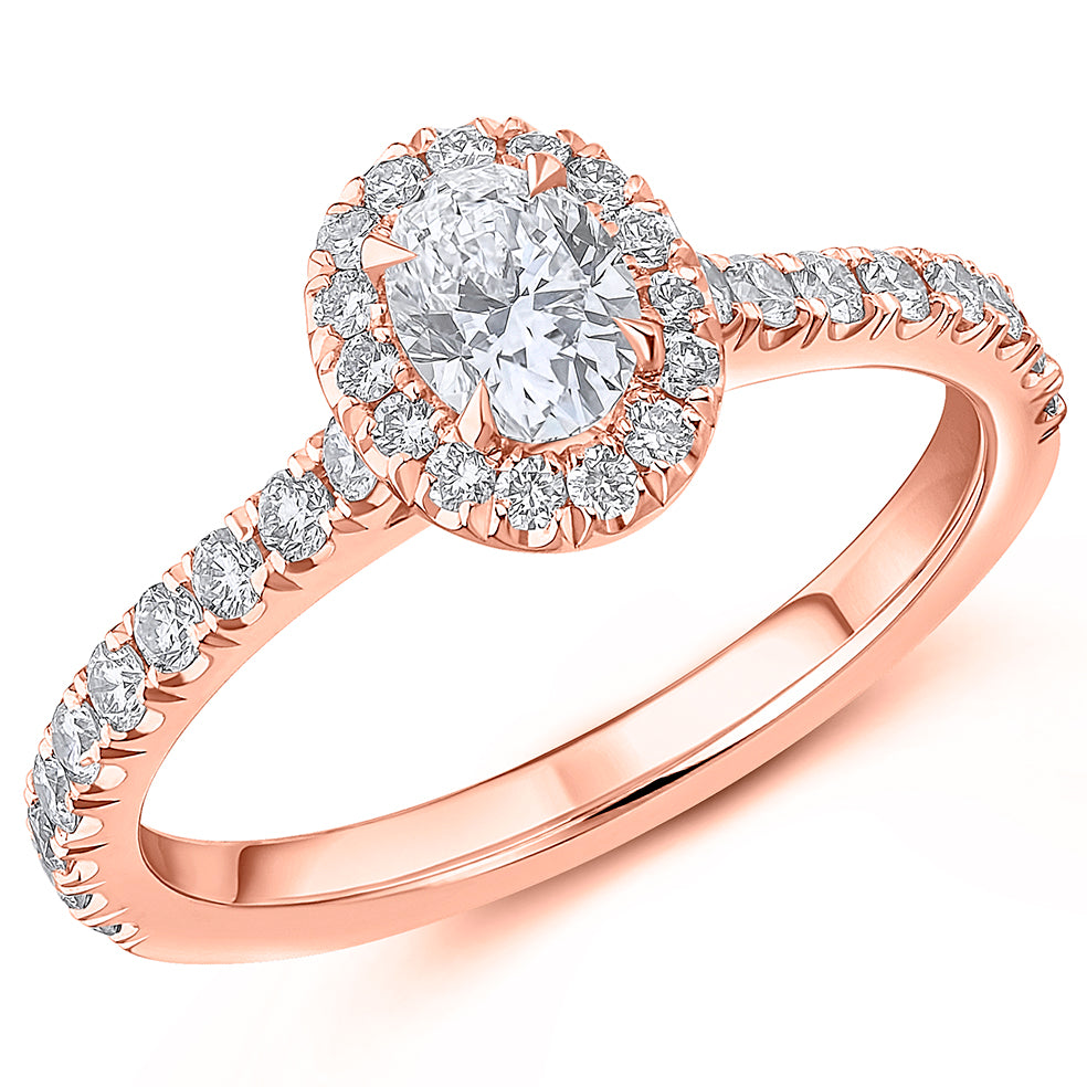 Oyster Halo Oval-Cut Engagement Ring, 0.4ct in Rose Gold