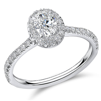 Oyster Halo Oval-Cut Engagement Ring, 0.5ct