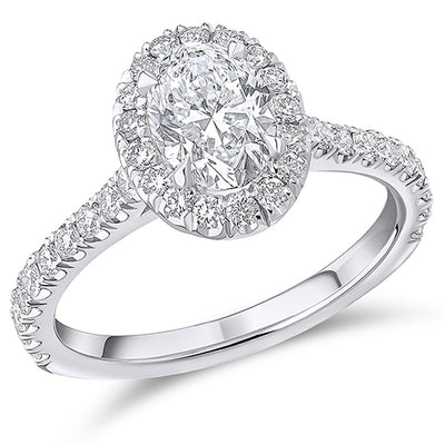 Oyster Halo Oval-Cut Engagement Ring, 1.0ct