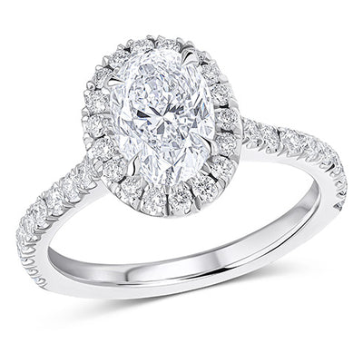 Oyster Halo Oval-Cut Engagement Ring, 1.5ct