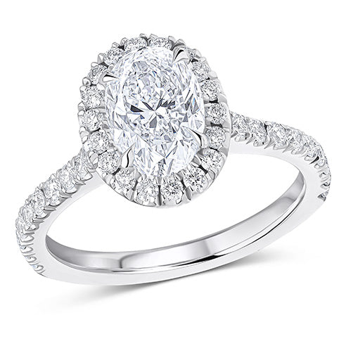 Oyster Halo Oval-Cut Engagement Ring, 1.5ct