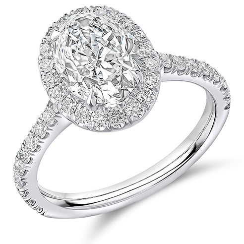 Oyster Halo Oval-Cut Engagement Ring, 2.0ct