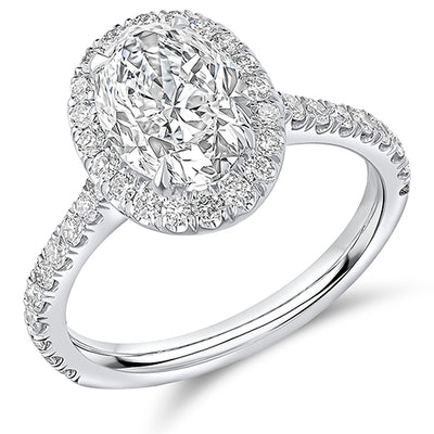 Oyster Halo Oval-Cut Engagement Ring, 2.0ct