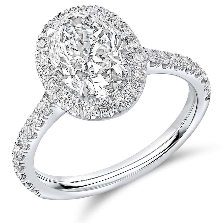 Oyster Halo Oval-Cut Engagement Ring, 2.0ct
