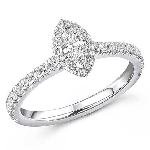 Oyster-Set Solitaire Marquise Cut Engagement Ring, 0.25ct