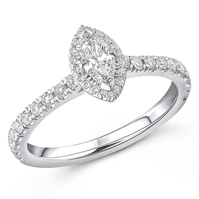 Oyster-Set Solitaire Marquise Cut Engagement Ring, 0.25ct