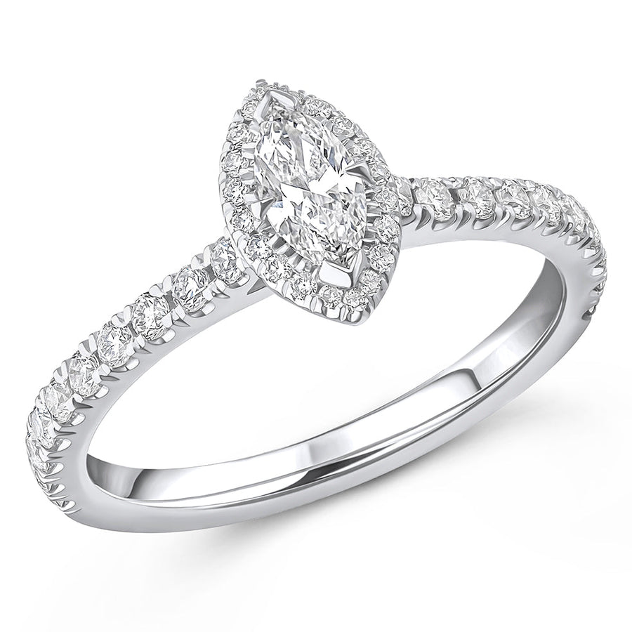 Oyster-Set Solitaire Marquise Cut Engagement Ring, 0.25ct