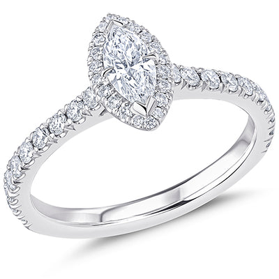 Oyster Solitaire Marquise Cut Engagement Ring, 0.33ct