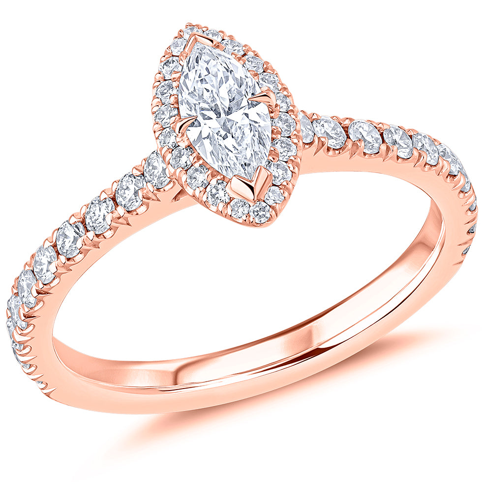 Oyster Solitaire Marquise Cut Engagement Ring, 0.33ct in Rose Gold