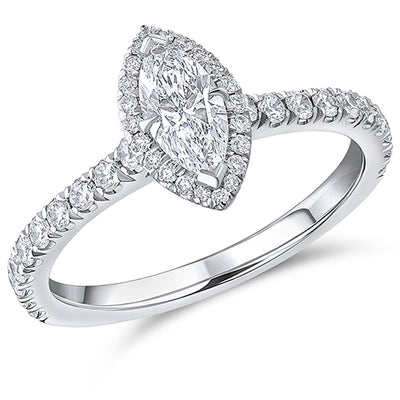 Low-Set Oyster Marquise Cut Engagement Ring, 0.4ct