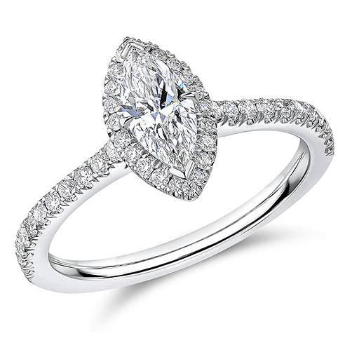 Oyster Solitaire Marquise Cut Engagement Ring, 0.5ct