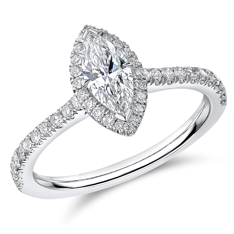 Oyster Solitaire Marquise Cut Engagement Ring, 0.5ct