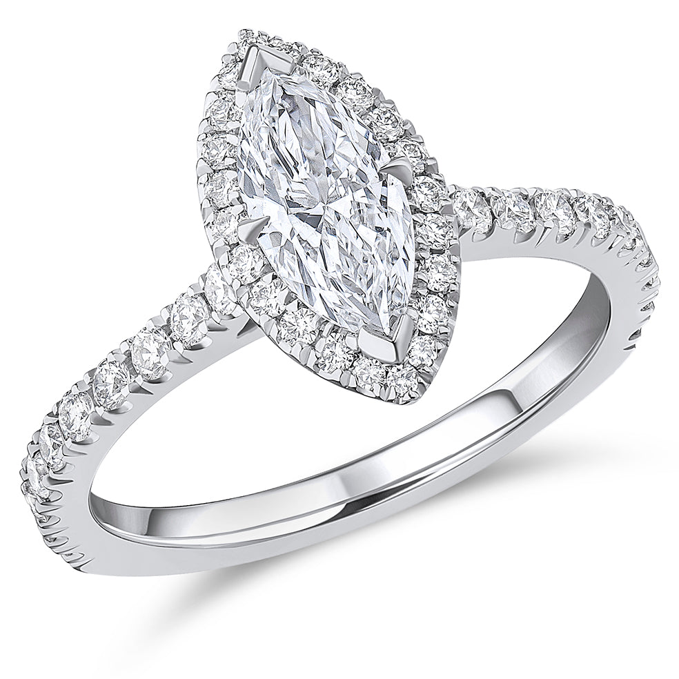 Oyster-Set Solitaire Marquise Cut Engagement Ring