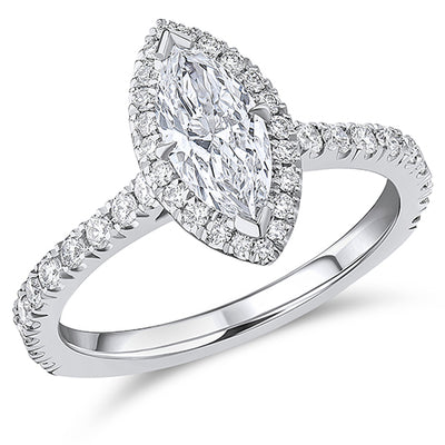 Oyster-Set Solitaire Marquise Cut Engagement Ring