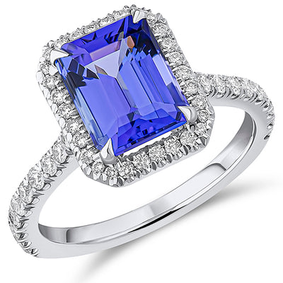 Oyster Deluxe Halo Tanzanite & Diamond Engagement Ring, 0.5ct