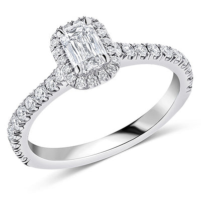 Oyster Halo Crisscut Emerald-Cut Engagement Ring, 0.5ct (ENG90300 SMT)