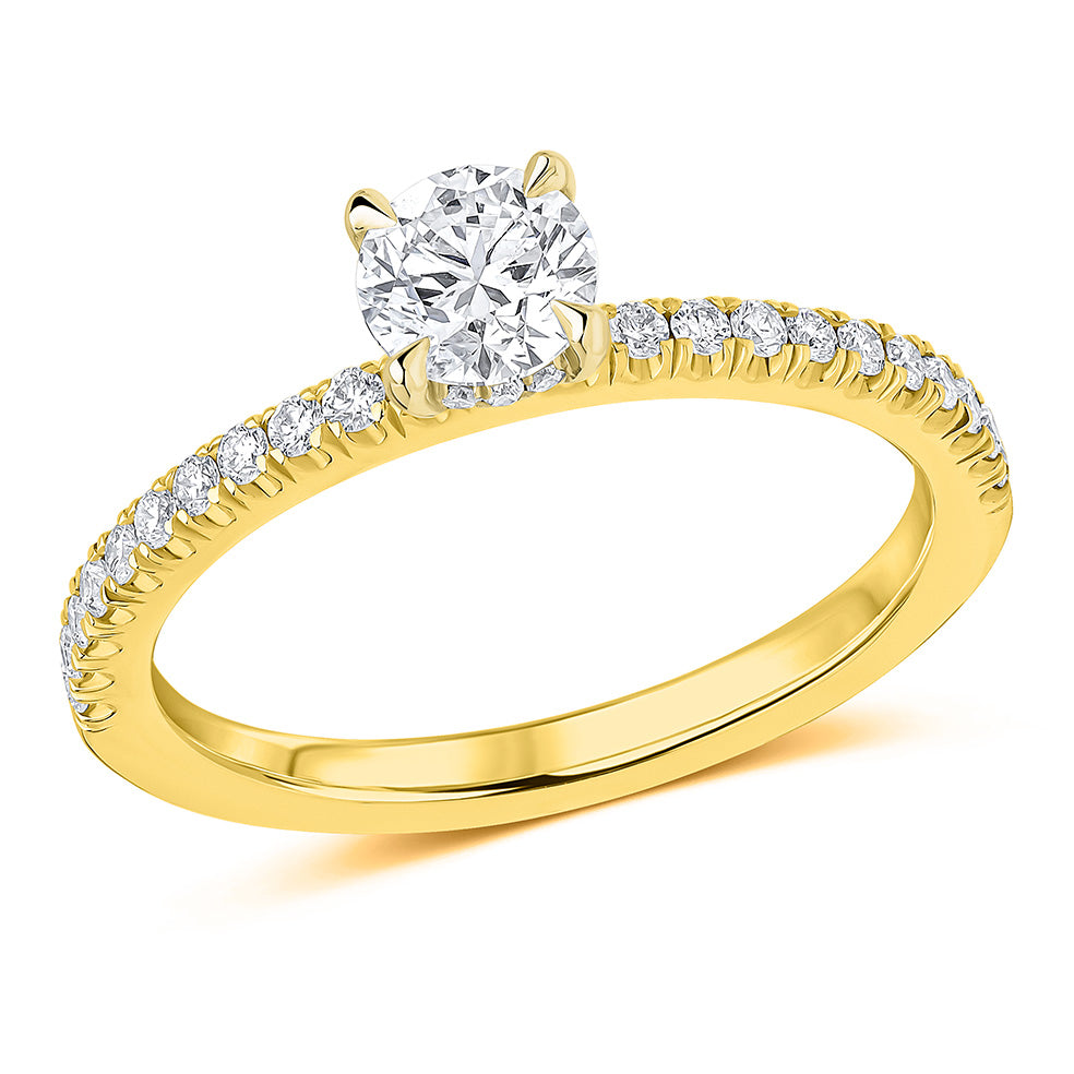 Oyster with Hidden Halo Round Brilliant Engagement Ring in Yellow Gold