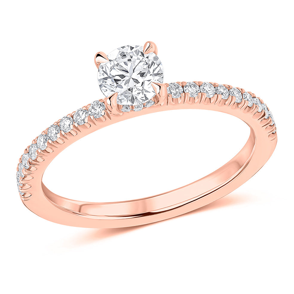 Oyster with Hidden Halo Round Brilliant Engagement Ring in Rose Gold