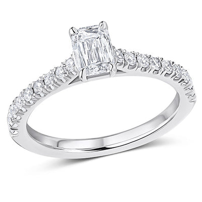 Oyster Halo Crisscut Emerald-Cut Engagement Ring, 0.5ct