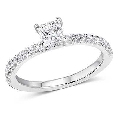 Hidden-Halo Oyster Princess Cut Engagement Ring