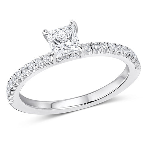 Hidden-Halo Oyster Princess Cut Engagement Ring