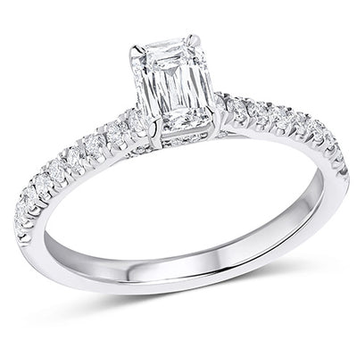 Hidden-Halo Oyster Crisscut Emerald-Cut Engagement Ring, 0.5ct