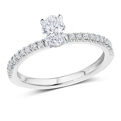 Hidden-Halo Oyster Oval Cut Engagement Ring