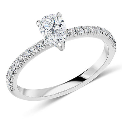 Oyster with Hidden Halo Pear Cut Engagement Ring