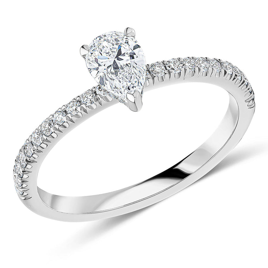 Oyster with Hidden Halo Pear Cut Engagement Ring