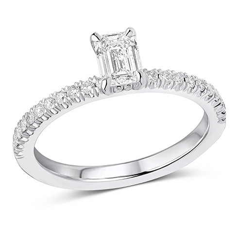 Oyster with Hidden Halo Emerald Cut Engagement Ring