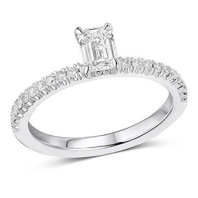 Oyster with Hidden Halo Emerald Cut Engagement Ring
