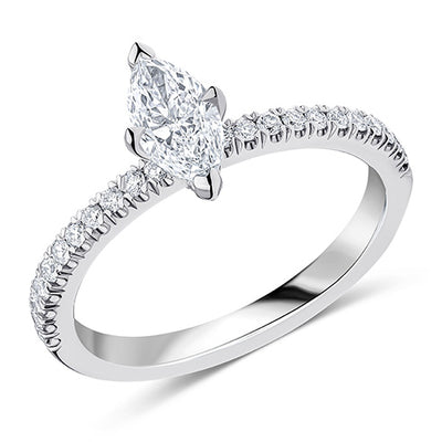 Hidden-Halo Oyster Marquise-Cut Engagement Ring, 0.5ct