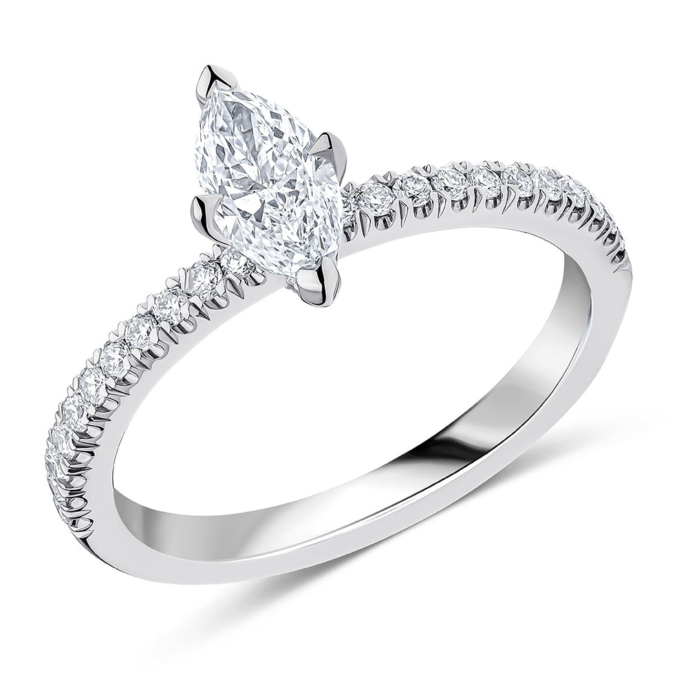Hidden-Halo Oyster Marquise-Cut Engagement Ring, 0.5ct in White Gold