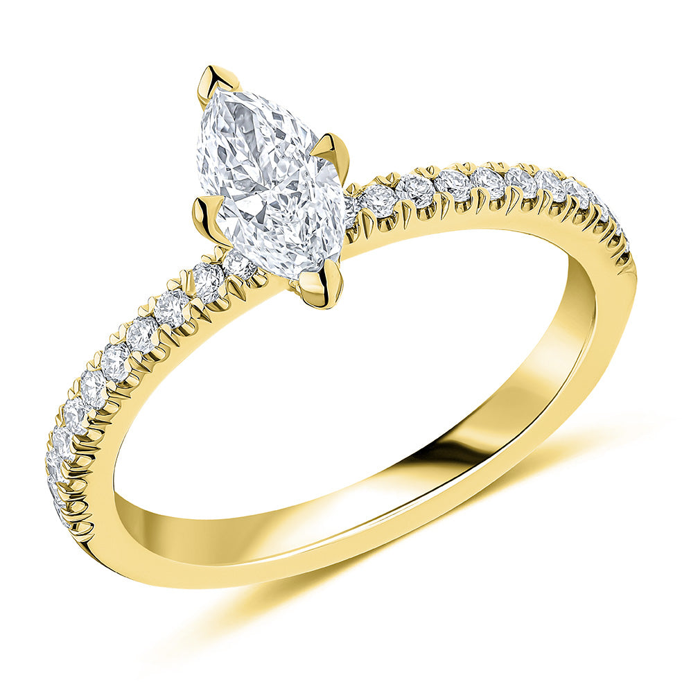 Hidden-Halo Oyster Marquise-Cut Engagement Ring, 0.5ct in Yellow Gold
