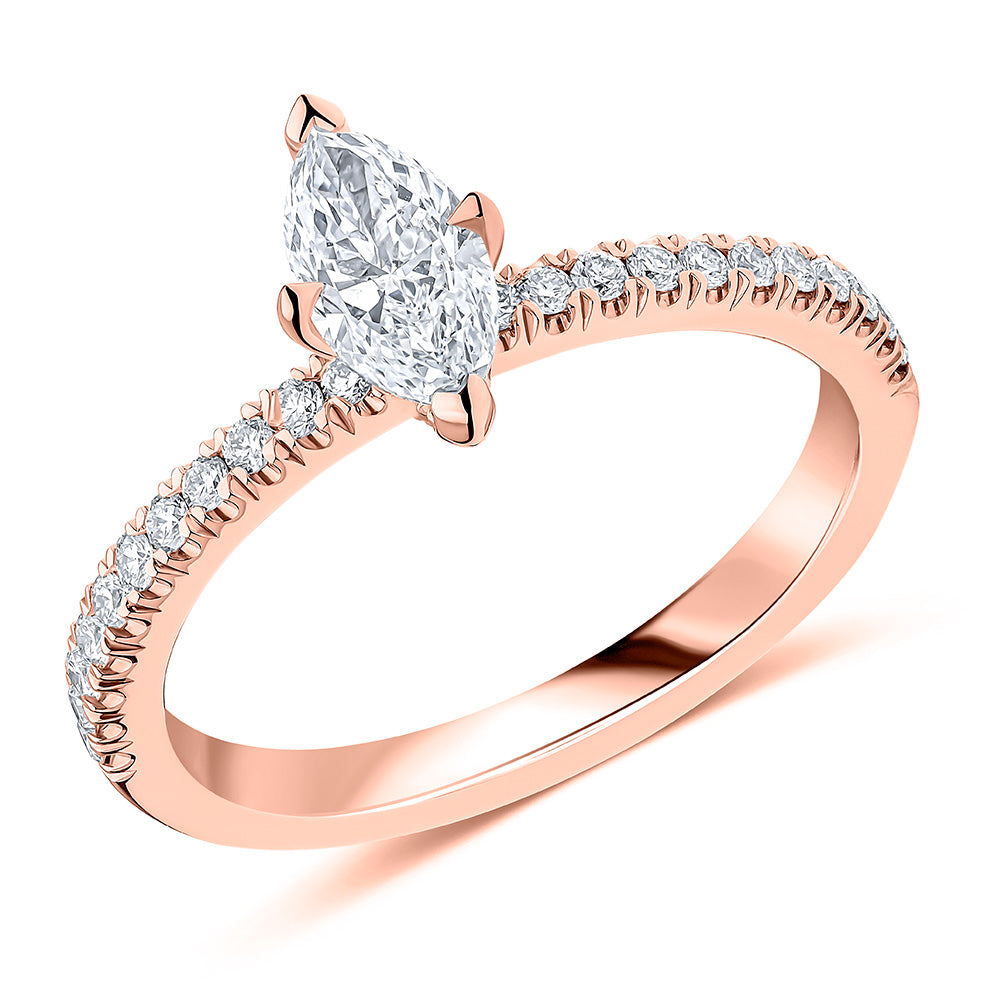 Hidden-Halo Oyster Marquise-Cut Engagement Ring, 0.5ct in Rose Gold