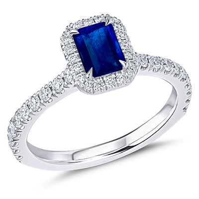Oyster Deluxe Halo Sapphire & Diamond Engagement Ring, 0.53ct