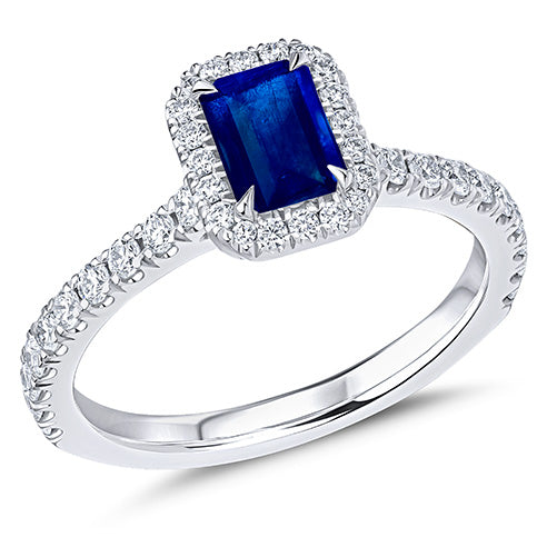 Oyster Deluxe Halo Sapphire & Diamond Engagement Ring, 0.53ct