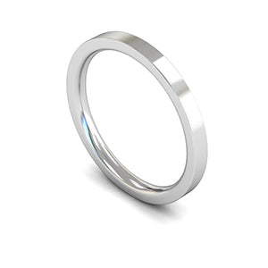 9ct White Gold Edged Flat Court Wedding Ring 1.5mm - Light Weight