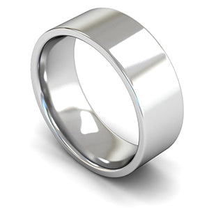 9ct White Gold Edged Flat Court Wedding Ring 9mm - Light Weight