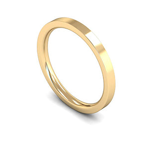 14ct Yellow Gold Edged Flat Court Wedding Ring 1.5mm - Heavy Weight