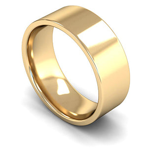 9ct Yellow Gold Edged Flat Court Wedding Ring 10mm - Heavy Weight