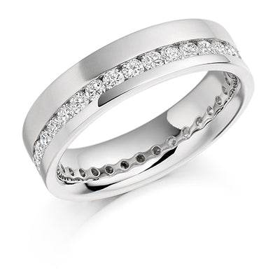 Offset Channel-Set Diamond Full Eternity Ring with Right-Hand B, 1.0ct
