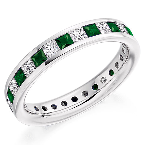 Emerald & Diamond Full Eternity Ring, 1.02ct